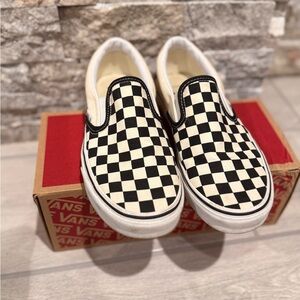 Vans Slip-On Checkerboard Sneakers - Black & White